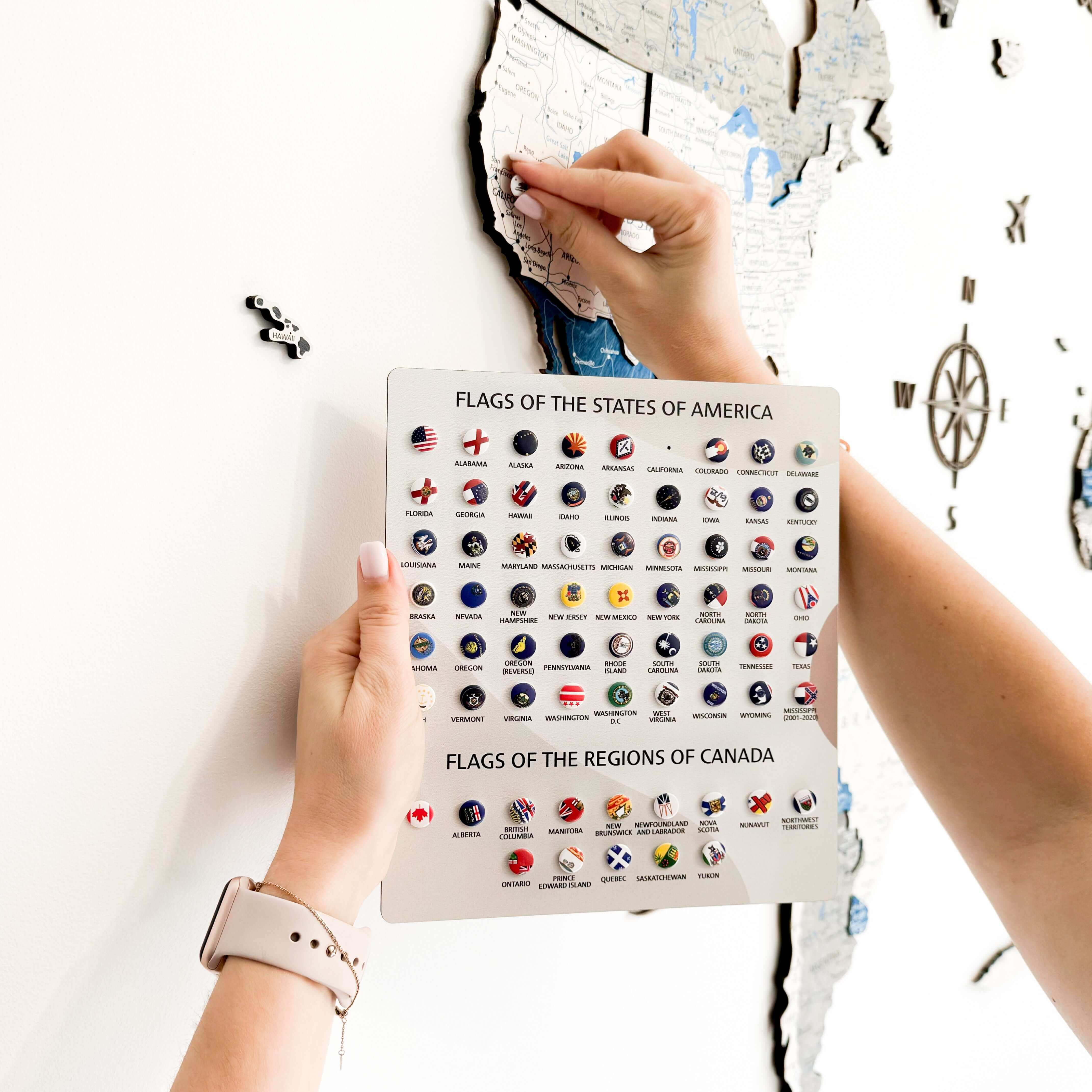 Push Pins States of America and Canada