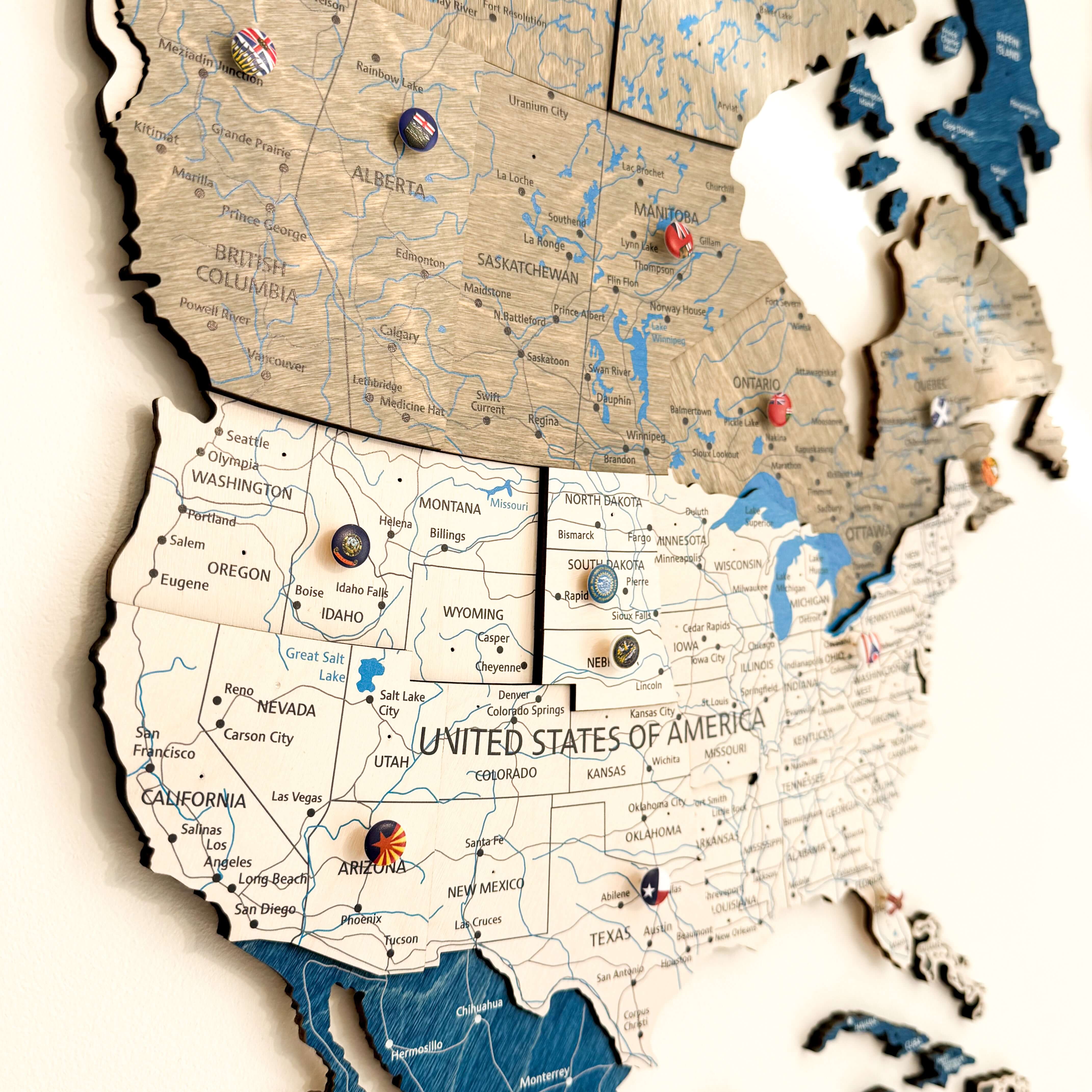 Push Pins States of America and Canada