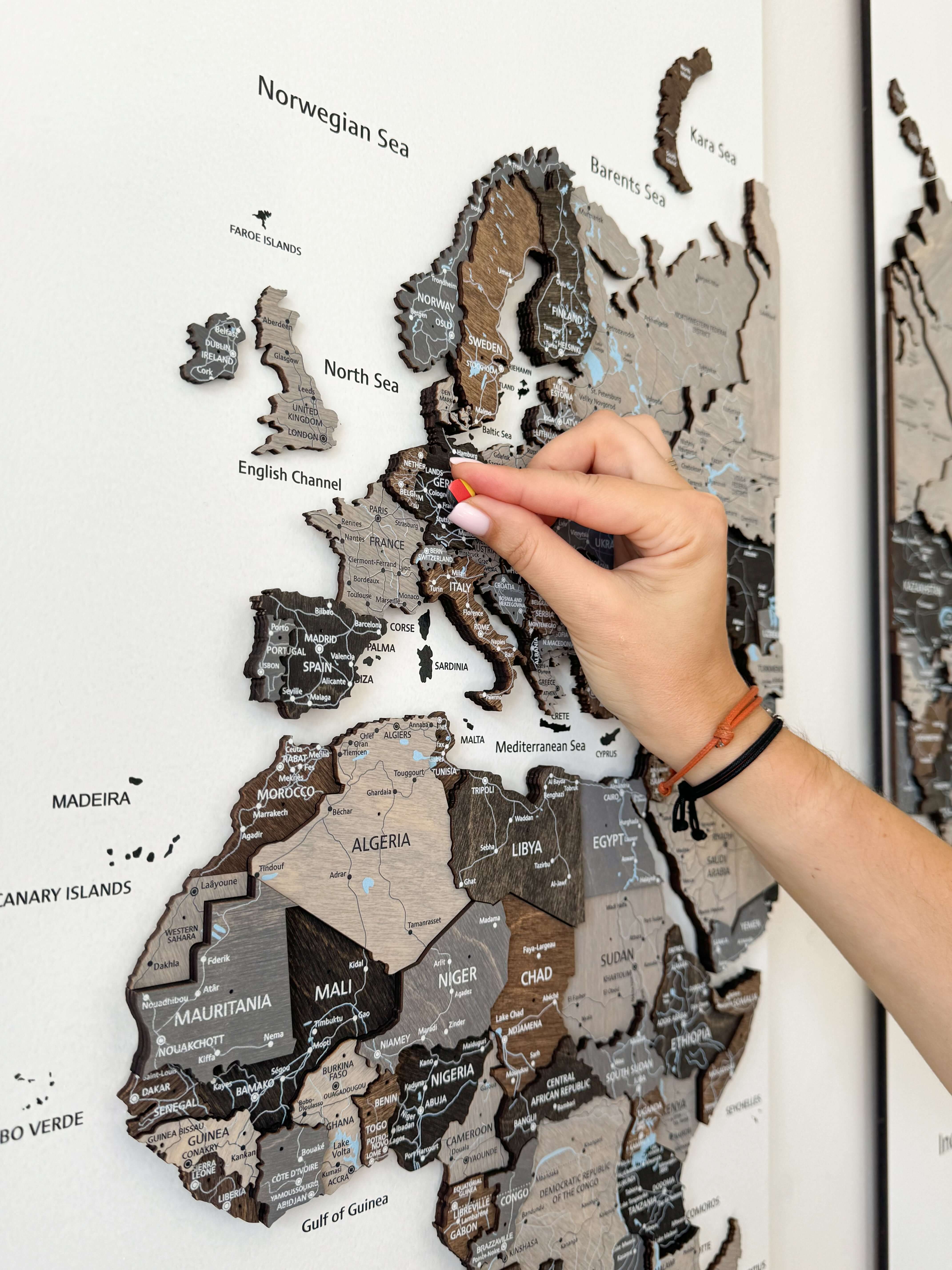 Wood World Map on a Board - Loft