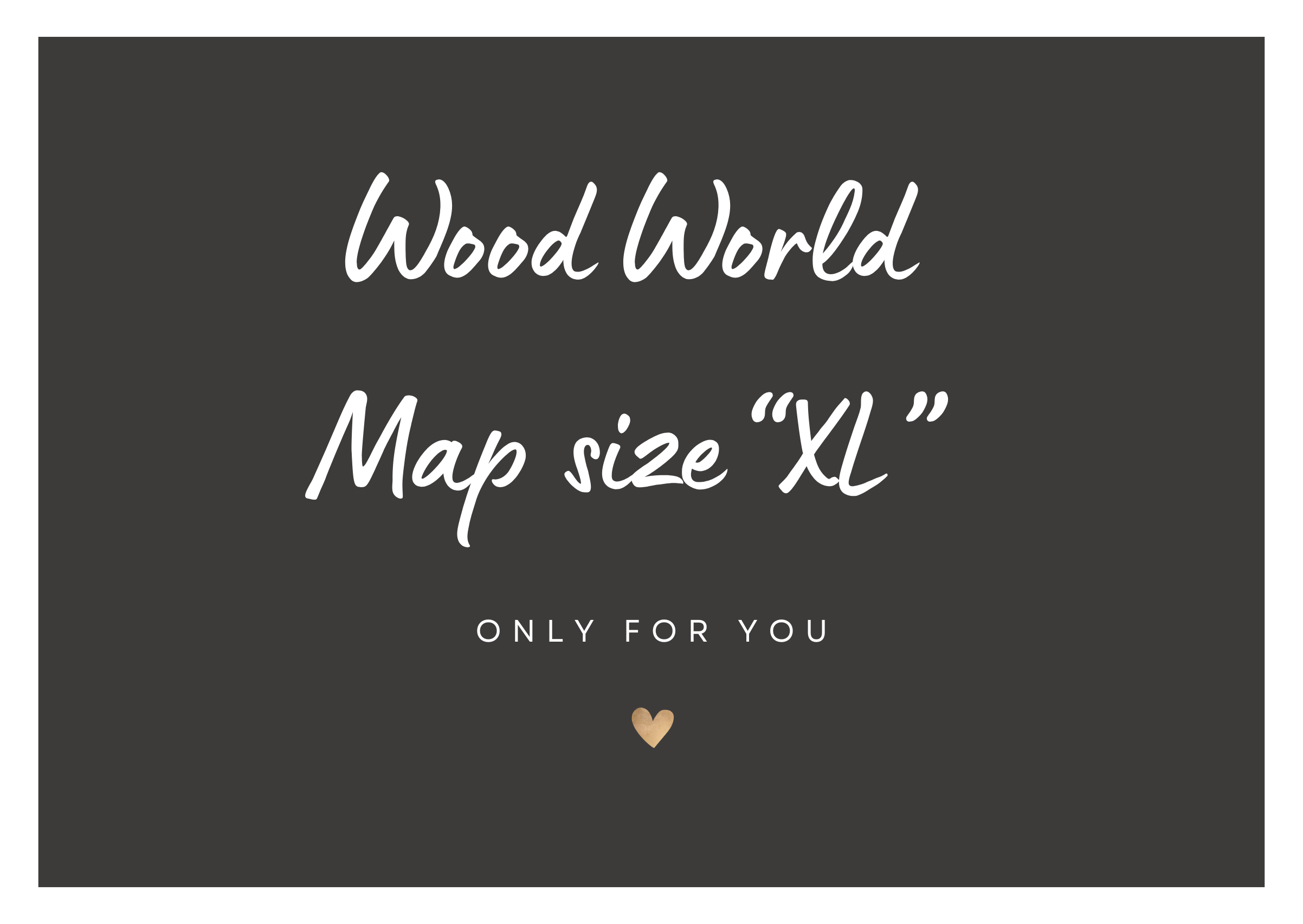 Wood World Map size "XL" gift card design that reads "ONLY FOR YOU" display.