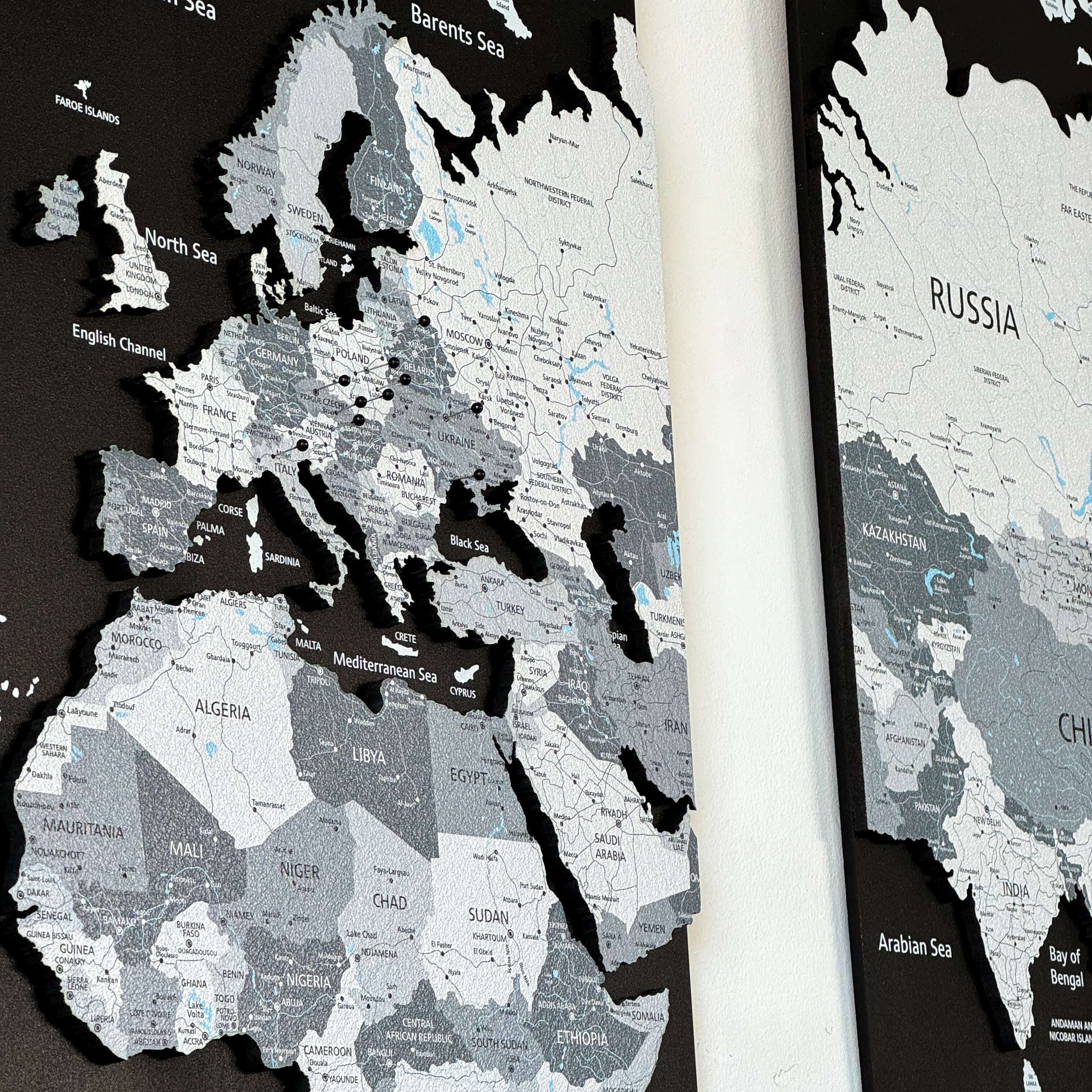 2D Cork World Map -Monochrome