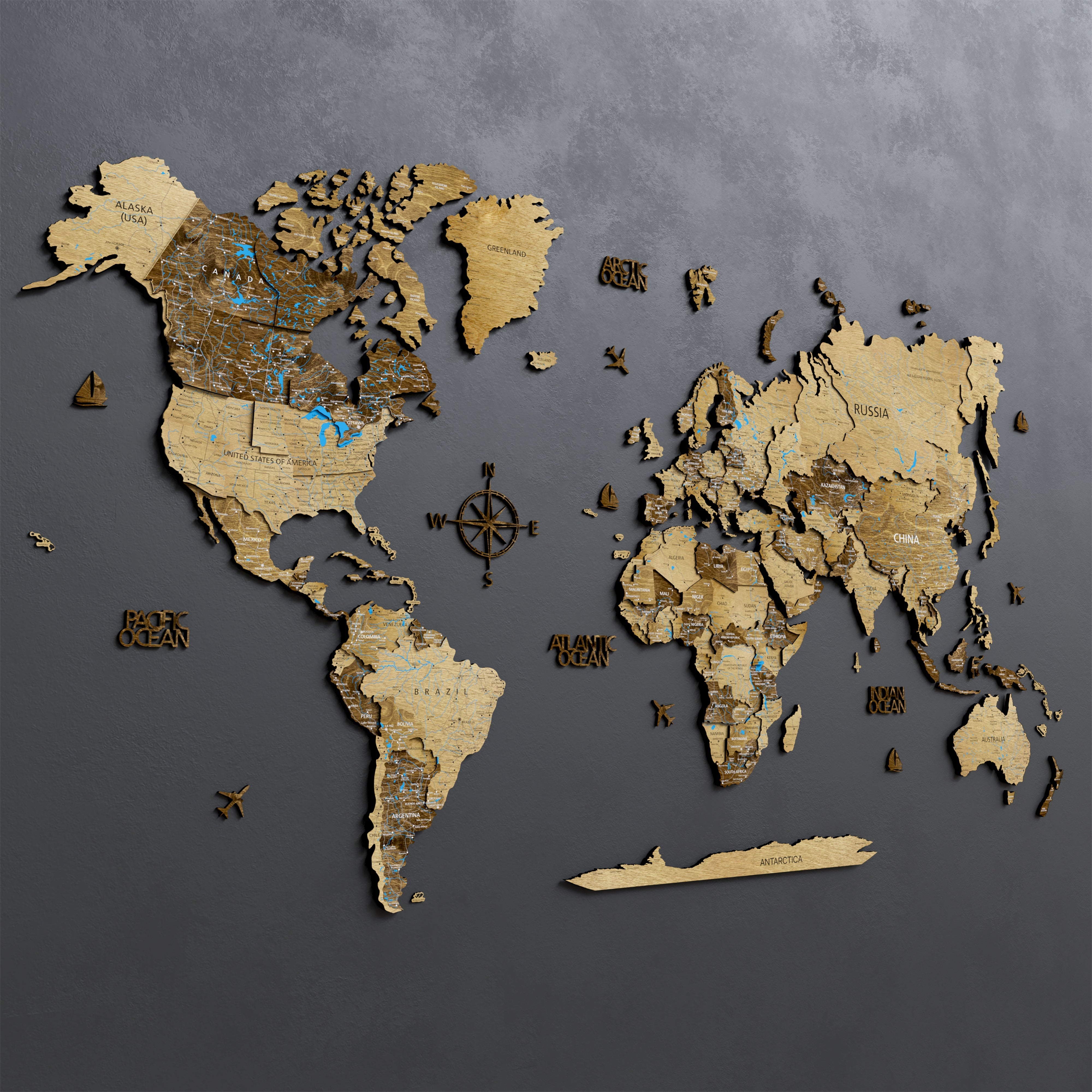 Wood World Map - Unique Home & Office Decor
