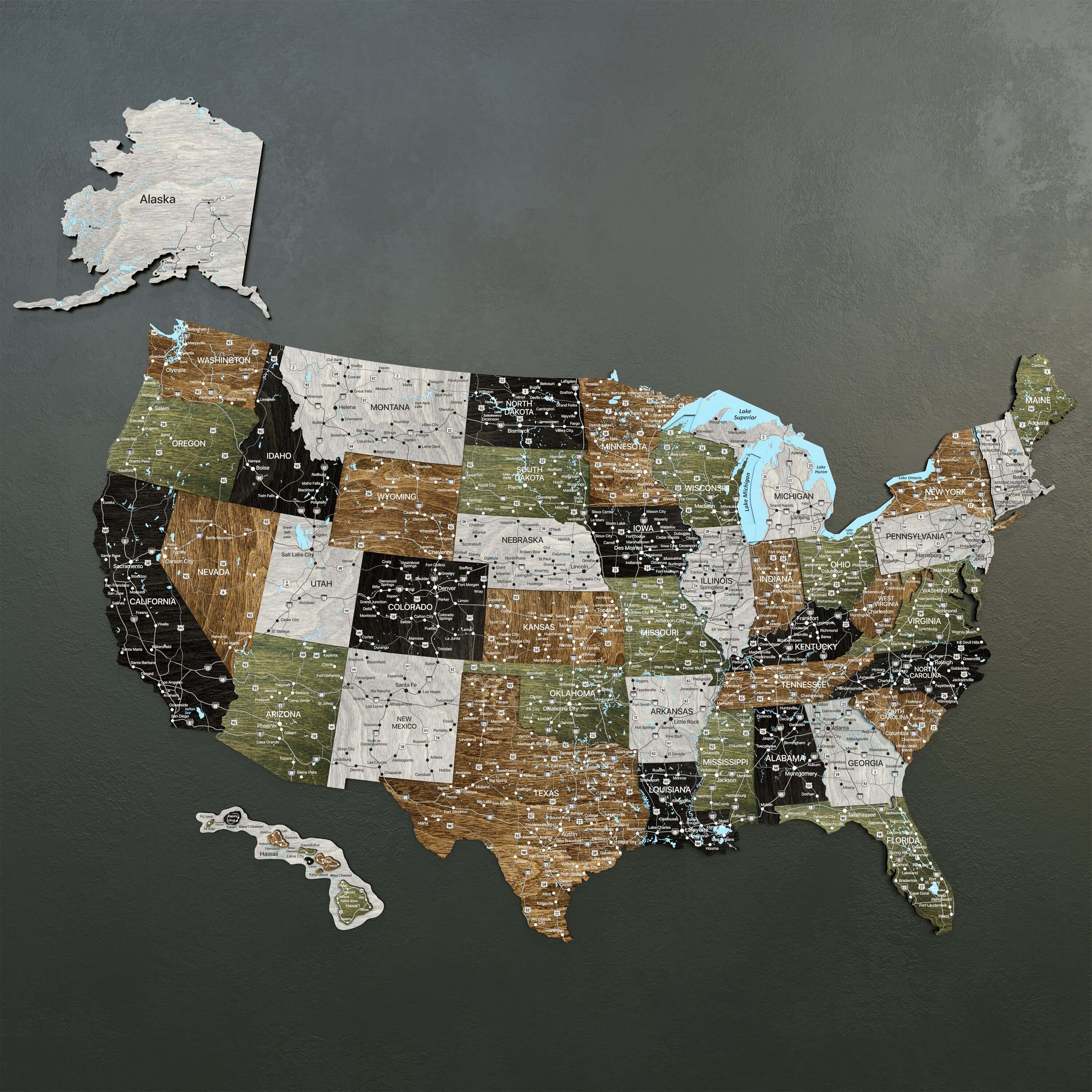 Wood USA Map - Rustic