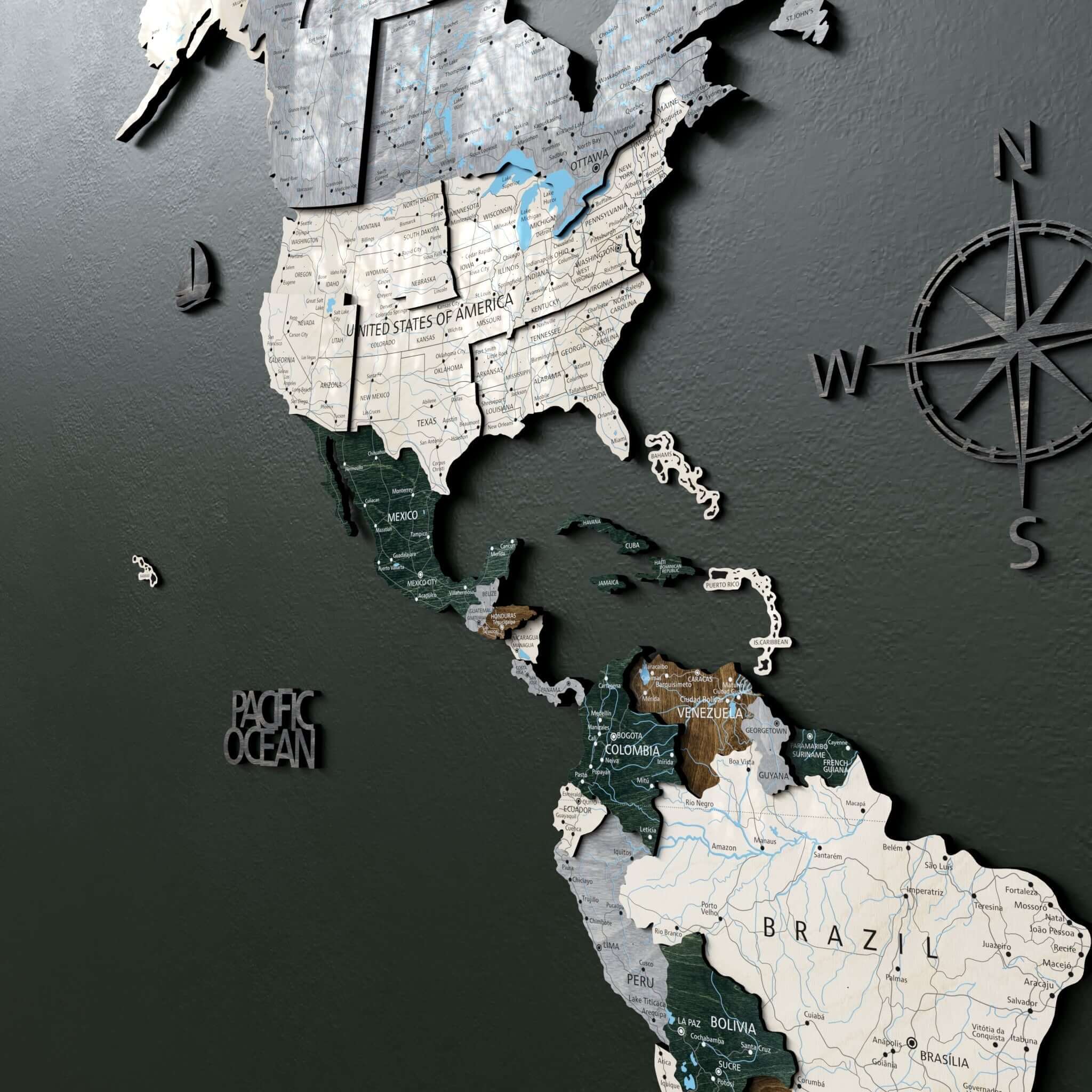 Wood World Map - Dark Green essence of sun-kissed adventure
