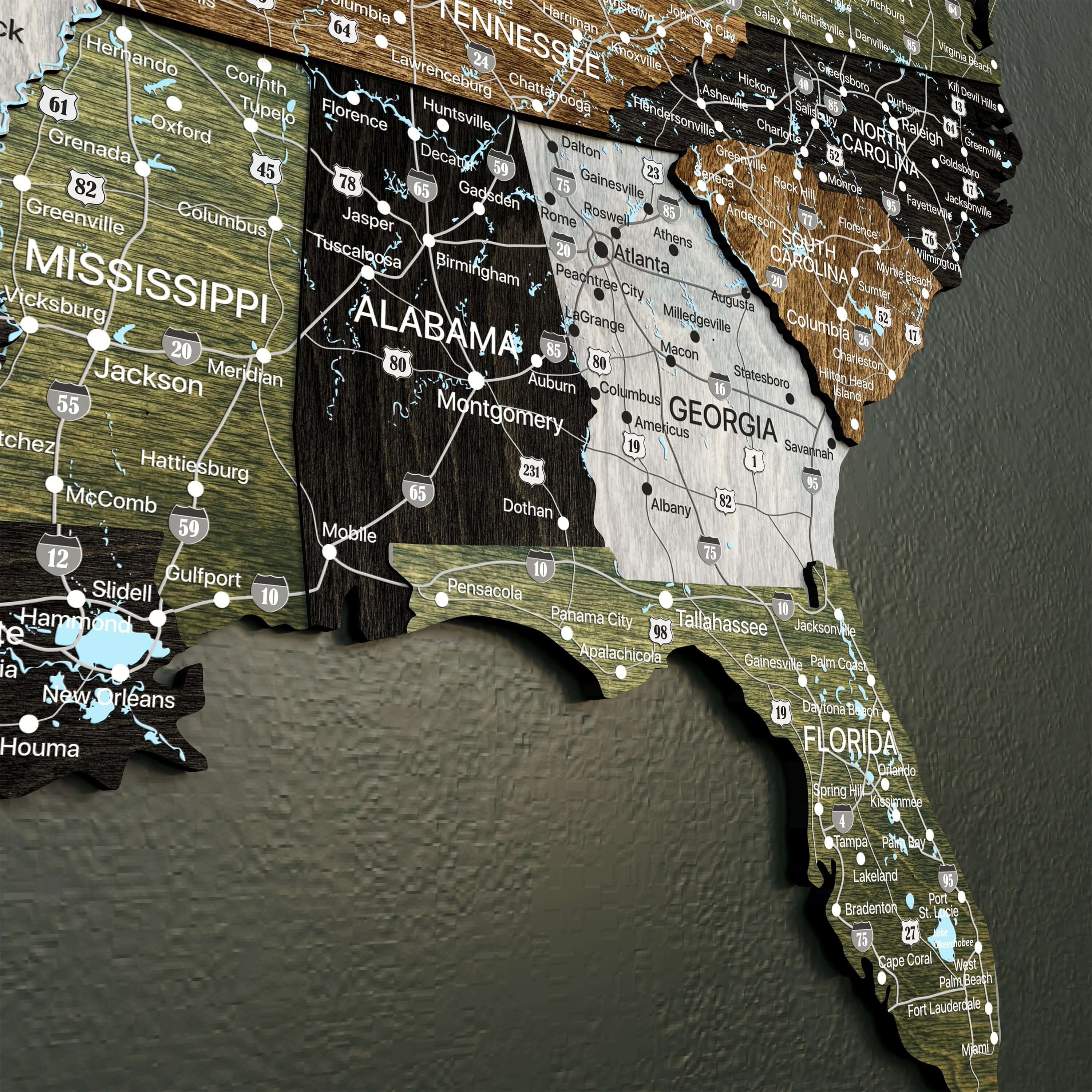 Wood USA Map - Rustic