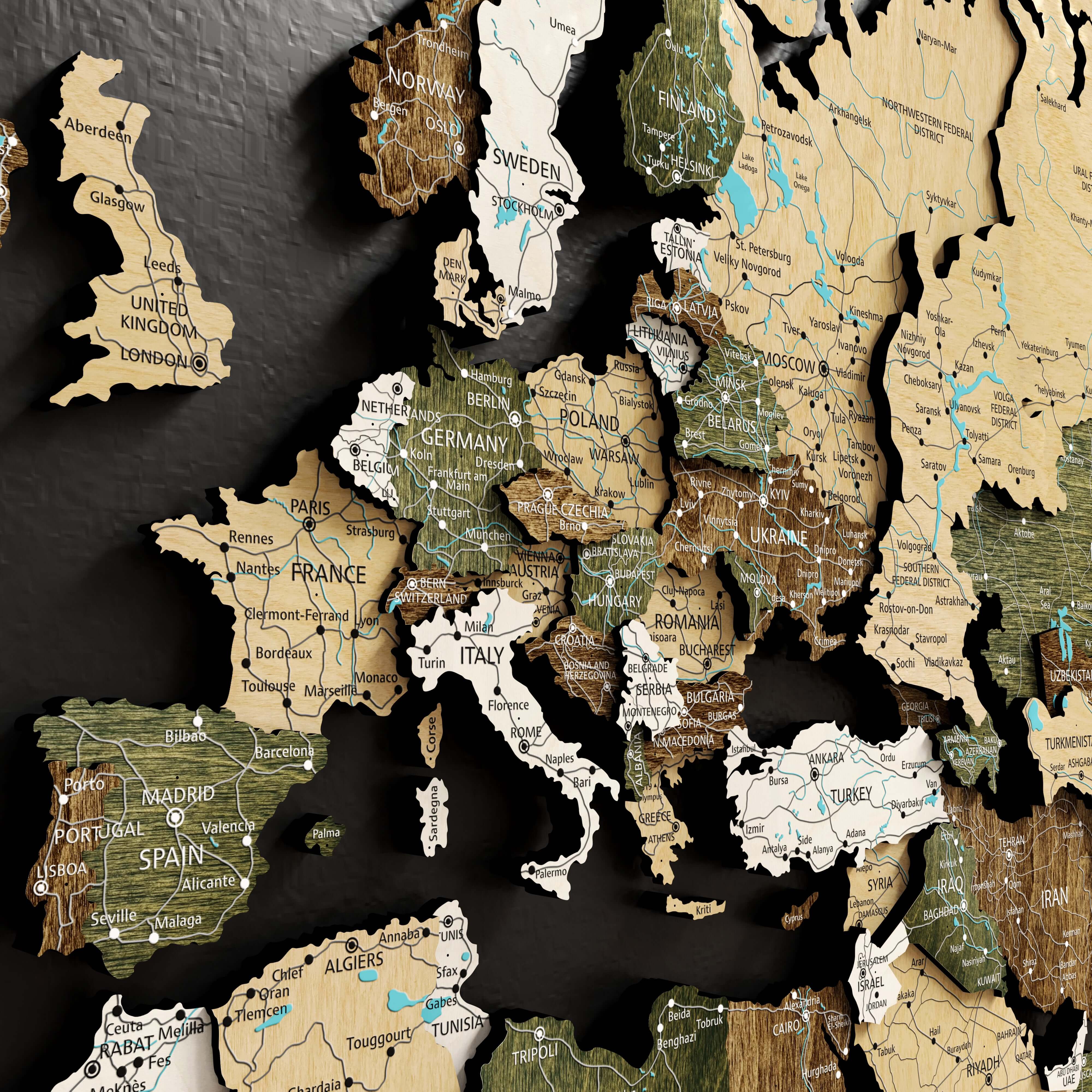 Wood World Map -Scandi